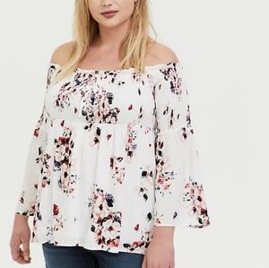 White floral off shoulder top by Torrid